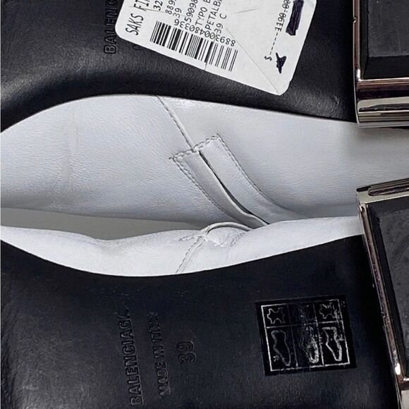 Balenciaga White Typo BB Heel Leather Ankle Boots size 39 - Picture 14 of 15